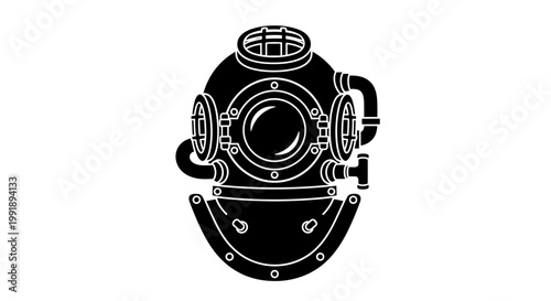 Vintage Diving Helmet Illustration.
