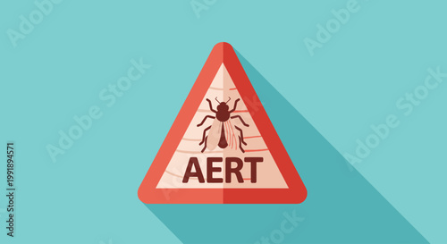 Flat design mosquito warning sign icon on teal background