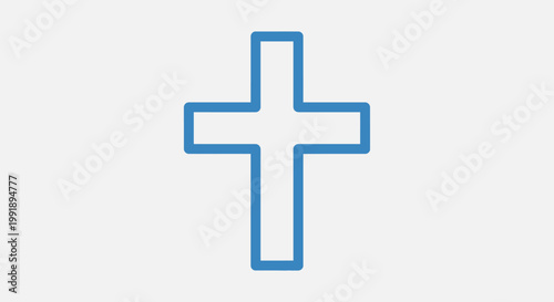 Blue outline of a Christian cross on a white background