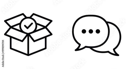 Open ticket and open request design icon collection showing customer support case icons, service request submission symbols, communication workflow elements