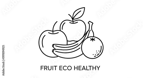 Line art illustration of healthy fresh fruits for an eco-friendly diet.