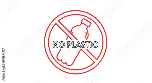 Photos Red prohibition sign with plastic bottle and no plastic text isolated on white b