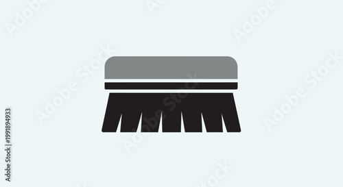 Minimalist black and gray scrub brush icon on a light background