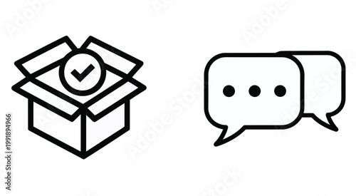 Open ticket and open request line icon set representing customer service communication, support case management symbols, inquiry submission elements,