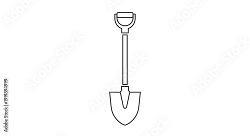 Line art of a shovel on a white background
