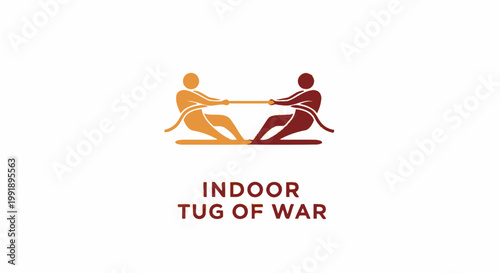 Indoor Tug of War Competition - Two Figures Pulling Rope.
