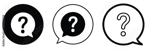 Question icon logo design featuring question mark symbol, inquiry sign elements, uncertainty indicator graphics