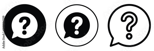 Question icon logo design featuring question mark symbol, inquiry sign elements, uncertainty indicator graphics