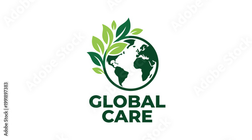 Global Care Earth Logo with Green Leaves.