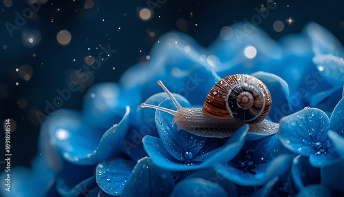 紫陽花の星空を歩く静かな命