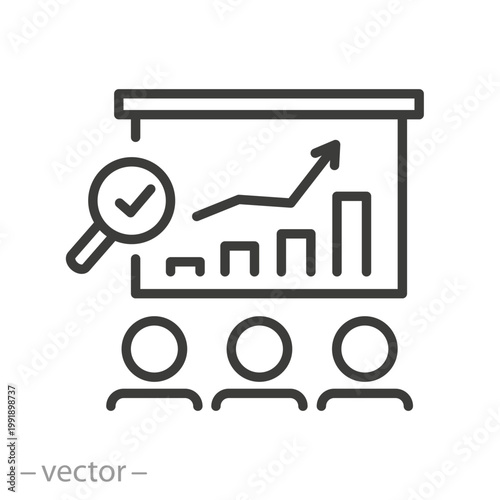 audit committee icon, audit report, thin line symbol on white background - editable stroke vector eps10