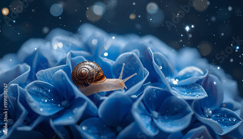 きらめく雫とカタツムリの夢風景