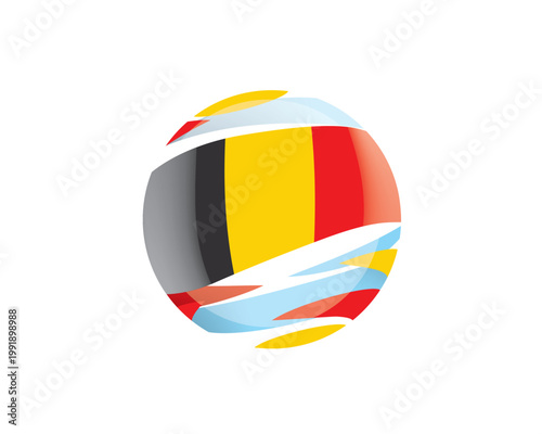 The Belgian flag in an abstract sphere