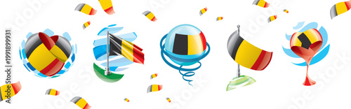 Vector set of the Belgian flag in various creative designs