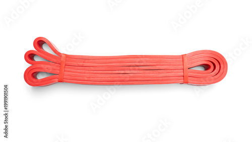 Fitness rubber band. Home exercise machine. Concept of sport and healthy active lifestyle. Set of colorful fitness rubber bands.