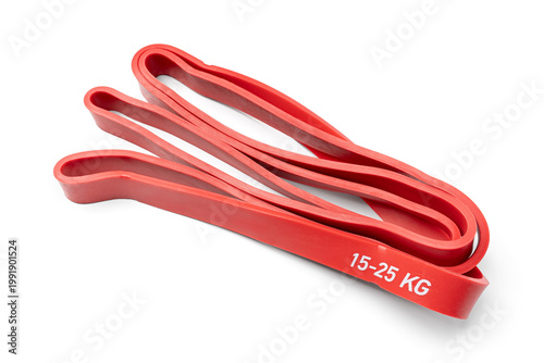 Fitness rubber band. Home exercise machine. Concept of sport and healthy active lifestyle. Set of colorful fitness rubber bands.