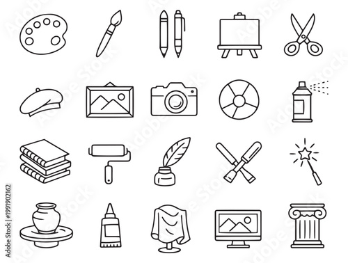 fine arts creativity painting drawing tools editable line icons