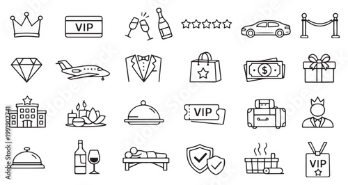 luxury premium service membership lifestyle editable line icons
