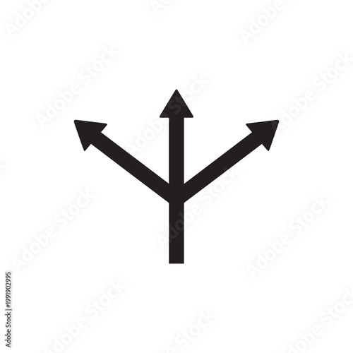 Three way arrow icons set directional branching navigation symbols minimalist vector.
