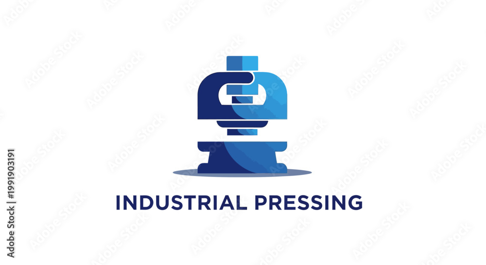 Obraz premium Industrial Pressing Machine Logo - Blue and White Design.