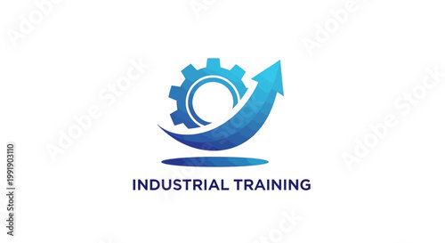 Industrial Training Logo with Gear and Arrow Symbolizing Growth.
