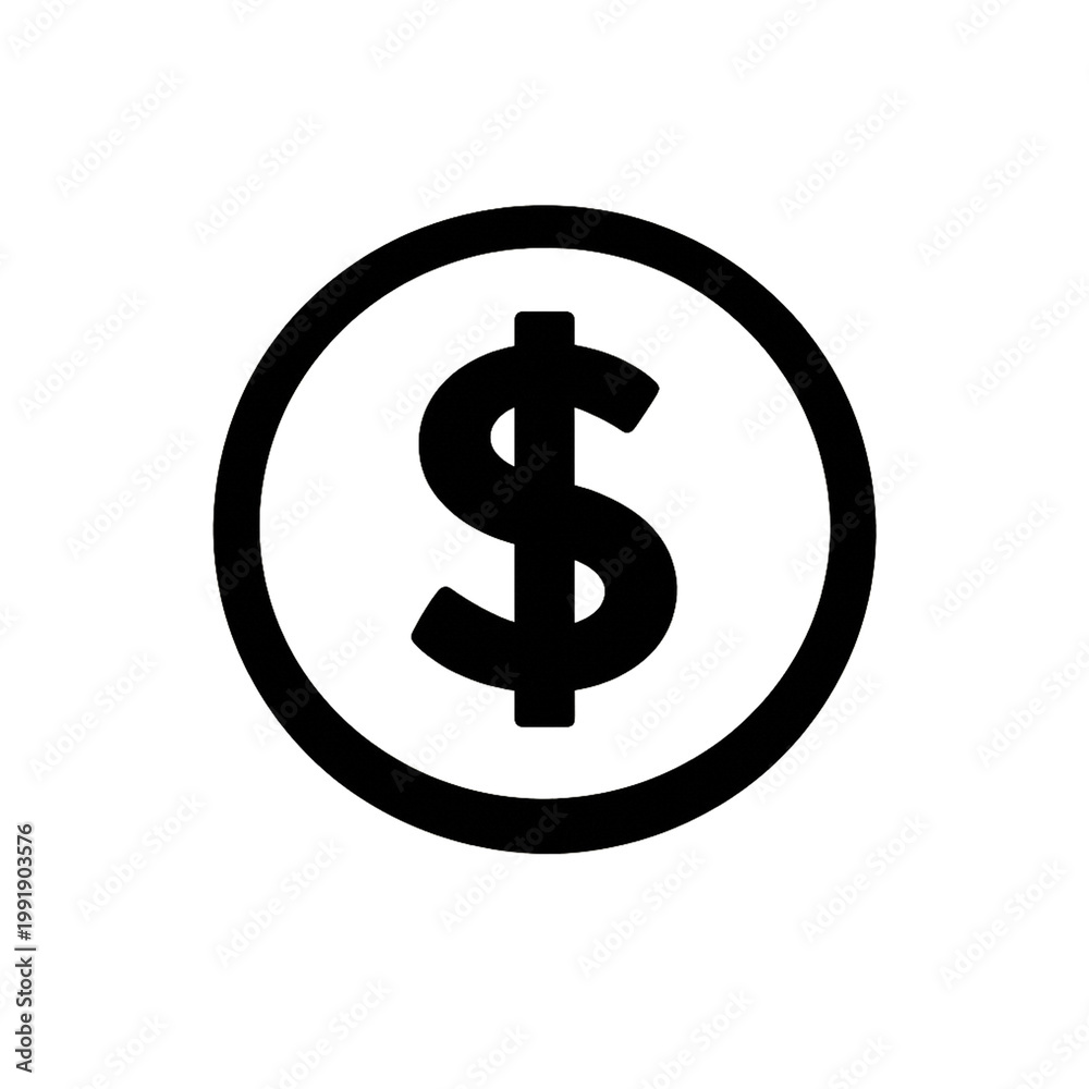 Obraz premium Dollar Symbol in Circle Icon