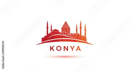 Konya Cityscape Silhouette - A Symbolic Representation of Turkish Architecture.