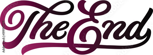 Elegant The End script typography a stylish closing phrase for films presentations or projects isolated on a white background