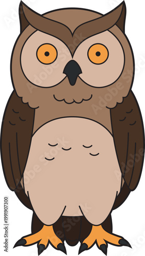 Cute cartoon vector illustration of an owl isolated on white background