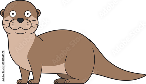 Cute cartoon vector illustration of an otter isolated on white background
