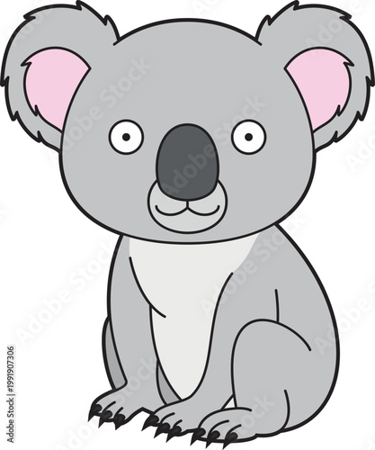 Cute cartoon vector illustration of a koala isolated on white background