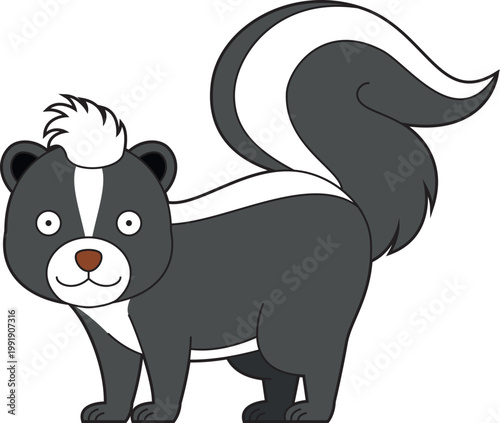 Cute cartoon vector illustration of a skunk isolated on white background
