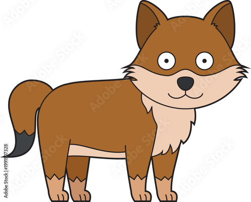 Cute cartoon vector illustration of a wolf isolated on white background