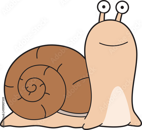 Cute cartoon vector illustration of a snail isolated on white background