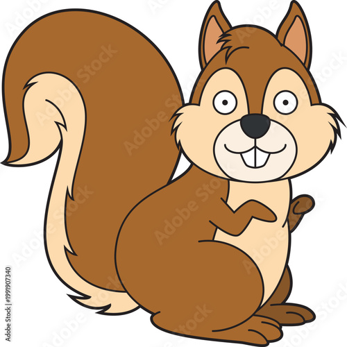 Cute cartoon vector illustration of a squirrel isolated on white background