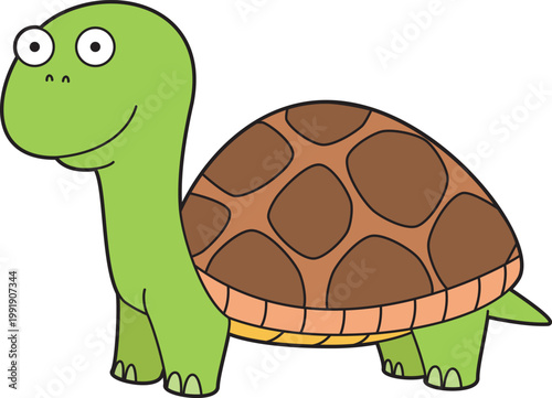 Cute cartoon vector illustration of a turtle isolated on white background