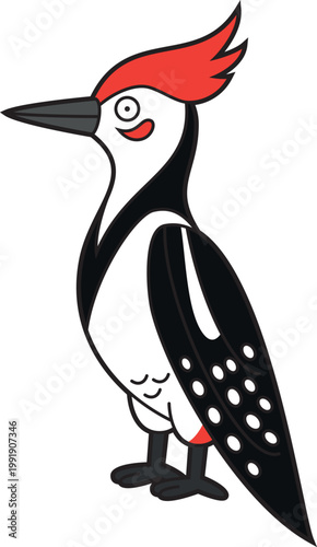 Cute cartoon vector illustration of a woodpecker isolated on white background