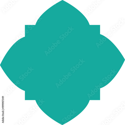 Teal diamond shape with intricate notches a minimalist geometric design element