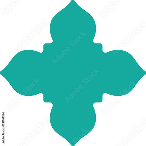 Turquoise four leaf clover shape a simple abstract and minimalist design element