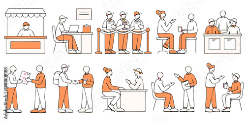 Professional Business Recruitment and Job Interview Illustration Set in Flat Style