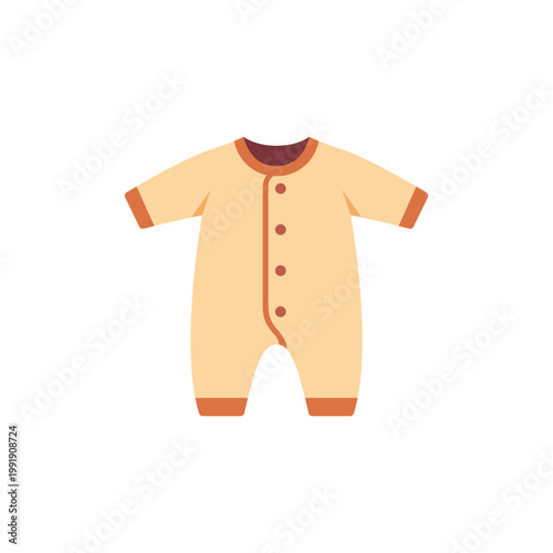 fabric beige newborn romper, baby clothing apparel, colorful illustration
