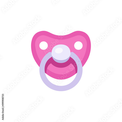 plastic pink pacifier, baby care accessory, colorful illustration