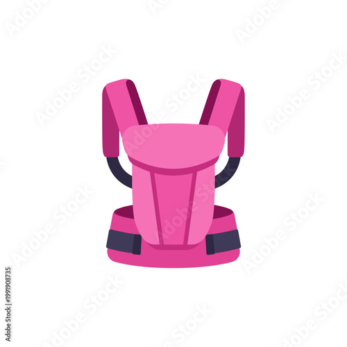fabric pink baby carrier, infant transport accessory, colorful illustration