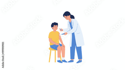 Pediatrician Giving Vaccine Injection to Child Patient