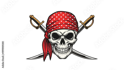 Skull with crossed swords vector illustration on white background