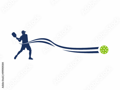 Pickleball player silhouette swinging paddle with motion trail