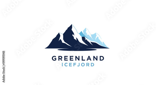 Majestic Greenland Icefjord Logo Depicting Mountain Peaks and Glaciers.