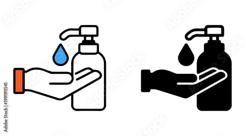 Hand Cleaning Icon – Sanitizer Hygiene Symbol Vector Design