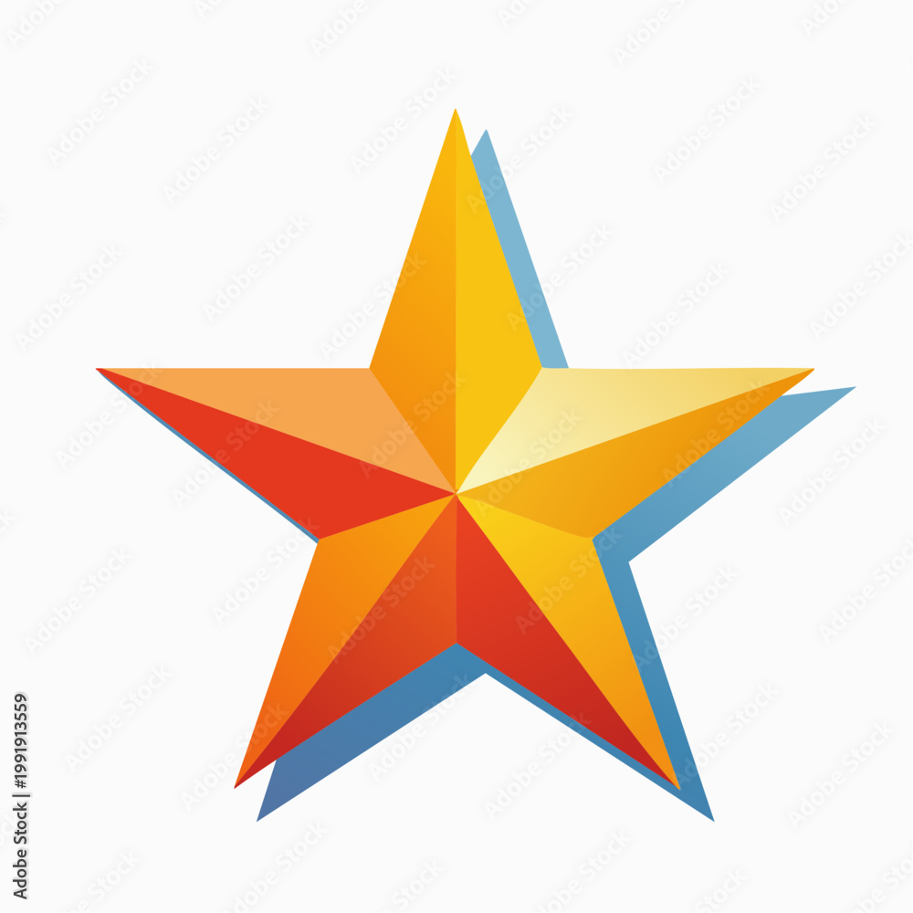 Obraz premium 3D Star Icon with Gradient Colors and Shadow