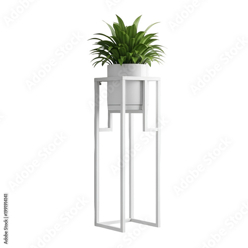 Elegant Indoor Plant in Modern White Stand for Home or Office Decor